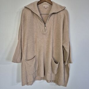 Barefoot Dreams Cozy Chic Lite Half Zip Poncho Pullover Cover Up Small/Medium